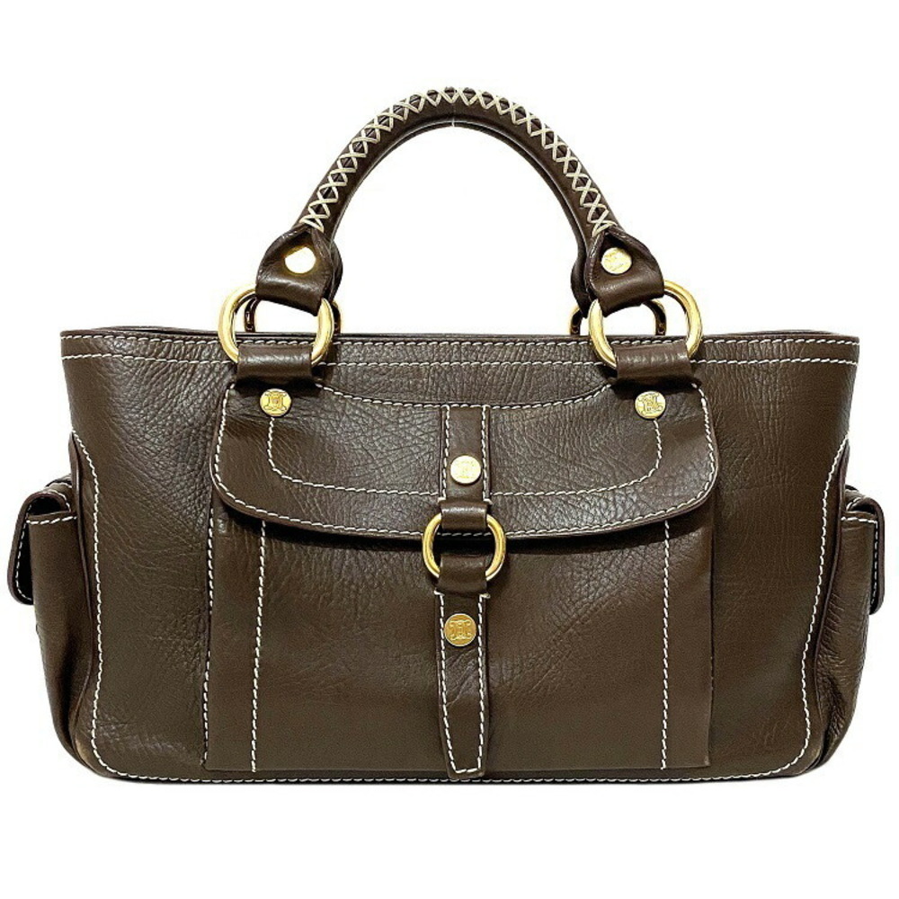 Celine Boogie Bag Brown Handbag Tote Exterior Pocket Multiple Compartments